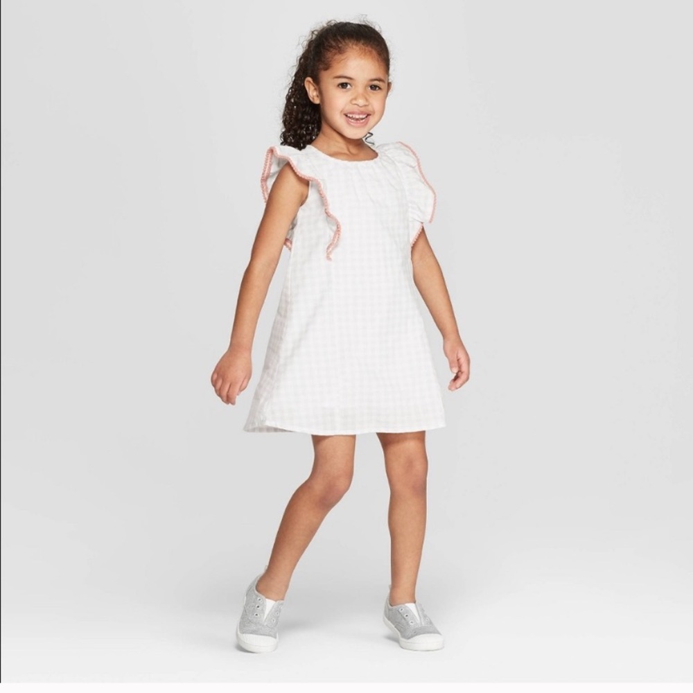 Mila & Emma Girls gingham gray dress size 3